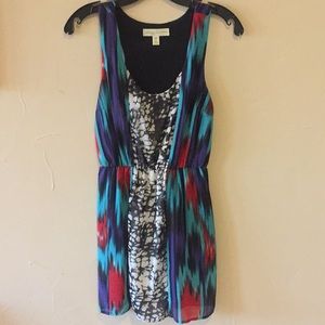 Water color and animal print summer dress